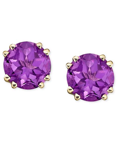 Macy's Semi-Precious Gemstone Round Stud Earrings in 14k White and ...