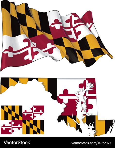 State of maryland - map waving flat flag Vector Image