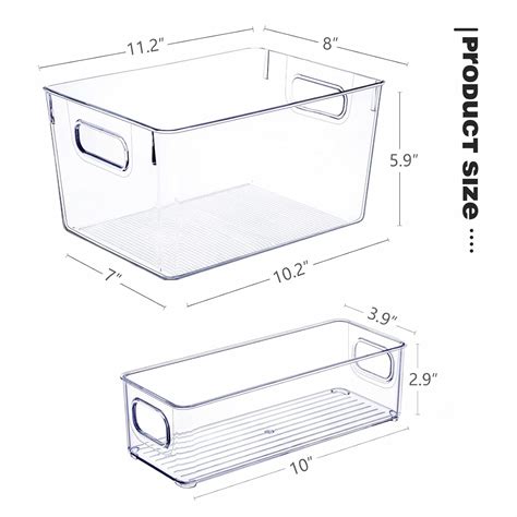 thinkstar Set Of 8 Clear Plastic Storage Bins, 4 Large And 4 Small ...