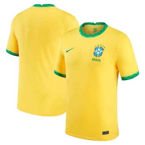 ♨ Brazil National Team Gold 2020/21 Home Reproduction Men's Women's Soccer Jersey Children's T ...