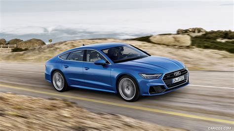 Audi A7 Sportback | 2019MY (Color: Ara Blue) | Front Three-Quarter