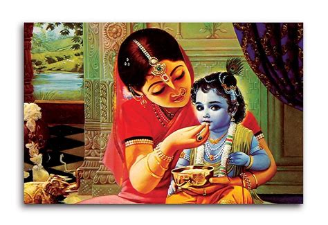 Shri Krishna With Maa Yashoda Painting Yashoda Krishna Wall - Etsy