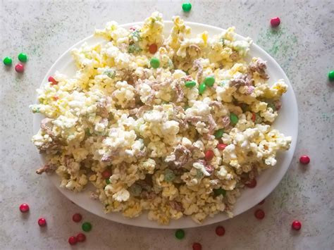Easy Christmas Treat- White Chocolate Popcorn Snack Mix - Cakes to Kale