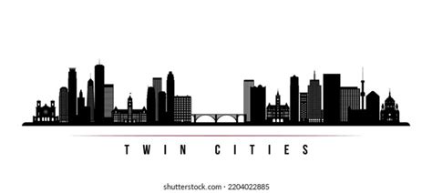 Twin Cities Skyline Horizontal Banner Black Stock Vector (Royalty Free) 2204022885 | Shutterstock