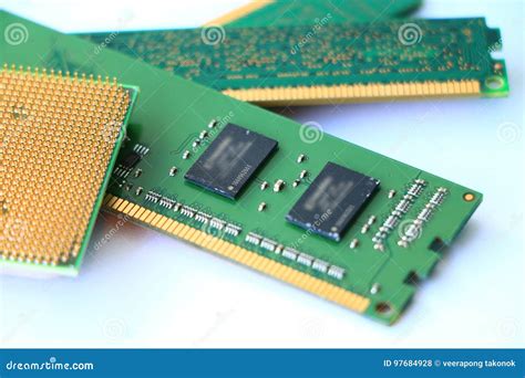 Computer CPU and RAM stock photo. Image of card, industry - 97684928