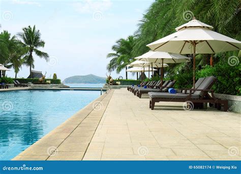 Tropical Beach Resort Hotel Swimming Pool Stock Photo - Image of leisure, background: 65082174