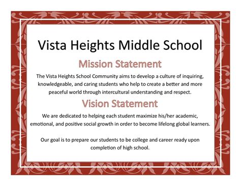 School Vision And Mission Statement Examples