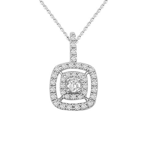 Square diamond pendant necklace in white gold Square Diamond, White Diamond, 14k White Gold, 14k ...