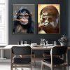 Abstract Smoking Monkey and Gorilla Canvas Painting Posters and Prints ...