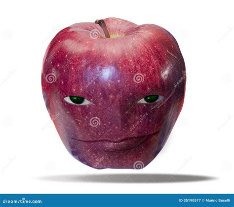 Apple With A Face Royalty Free Stock Photography - Image: 35190577