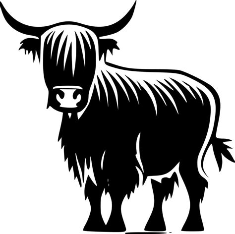 Highland Cow - Black and White Isolated Icon - Vector illustration 23856089 Vector Art at Vecteezy