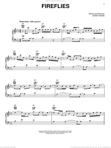 City - Fireflies sheet music for voice, piano or guitar [PDF]