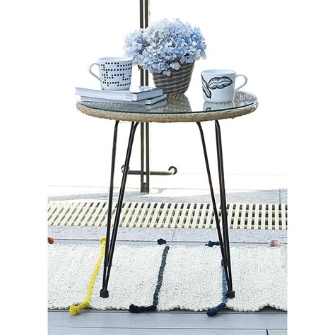 Coffee table steel black / wicker