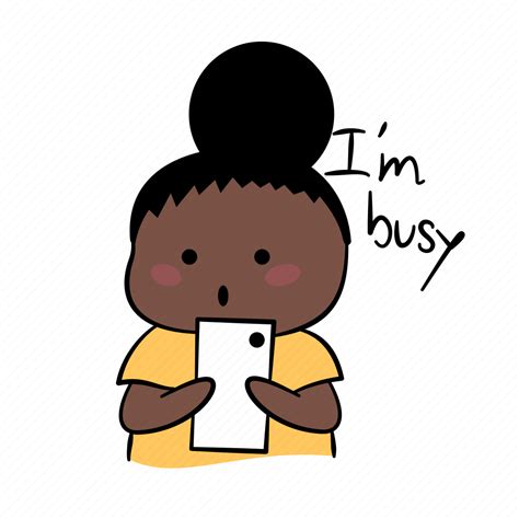 Busy, emoticon, focus, girl, phone, sticker, vee icon - Download on Iconfinder