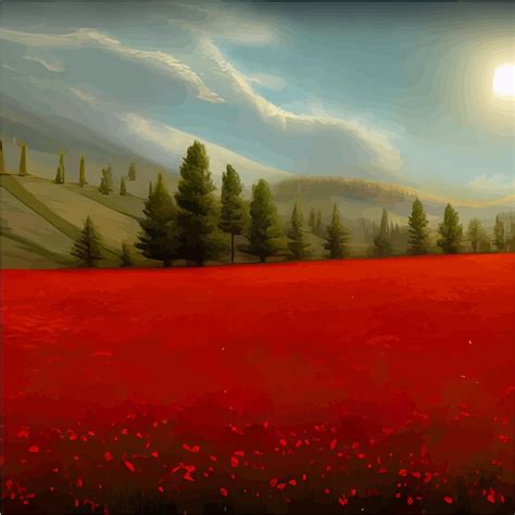 Premium Vector | Beautiful red poppies in field wild flower spring nature landscape vector ...