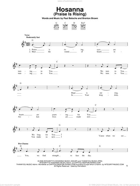 HOSANNA PAUL BALOCHE CHORDS PDF