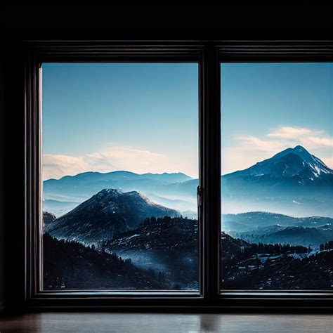 Premium Photo | Image of an open window with a mountain view