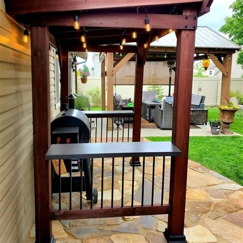 Backyard Discovery 5.35-ft x 7.81-ft Grill Gazebo Brown Wood Rectangle Grill Gazebo with Steel ...