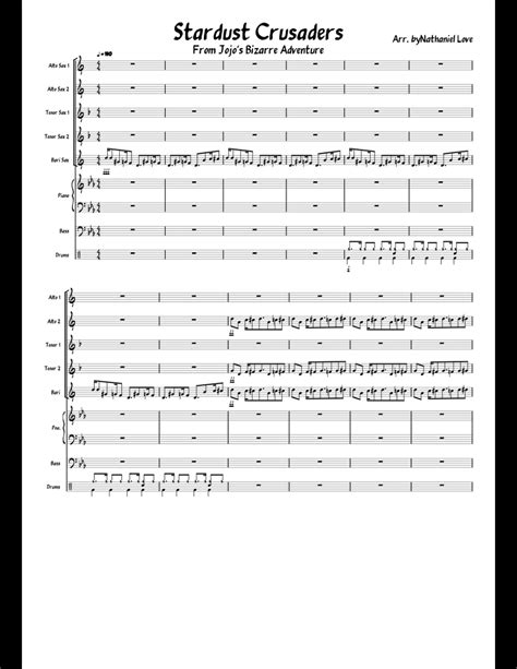 Jotaro's Theme/Stardust Crusaders sheet music for Piano, Alto Saxophone ...