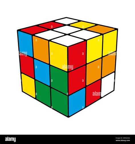 El cubo de Rubik en diferentes posiciones aisladas de forma realista. Ilustración isométrica ...