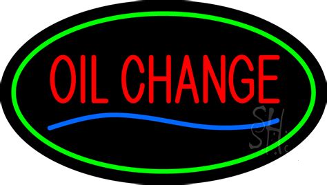 Oil Change Green Oval Neon Sign | Oil Change Neon Signs - Every Thing Neon