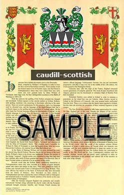 CAUDILL - SCOTTISH - Coat of Arms - Family Crest - Armorial GIFT! 8.5x11