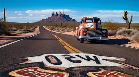 Premium AI Image | Route 66 Sign in Arizona Desert