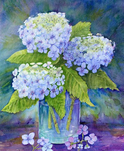 Blue Hydrangeas | Etsy | Flower painting, Floral art paintings, Art ...