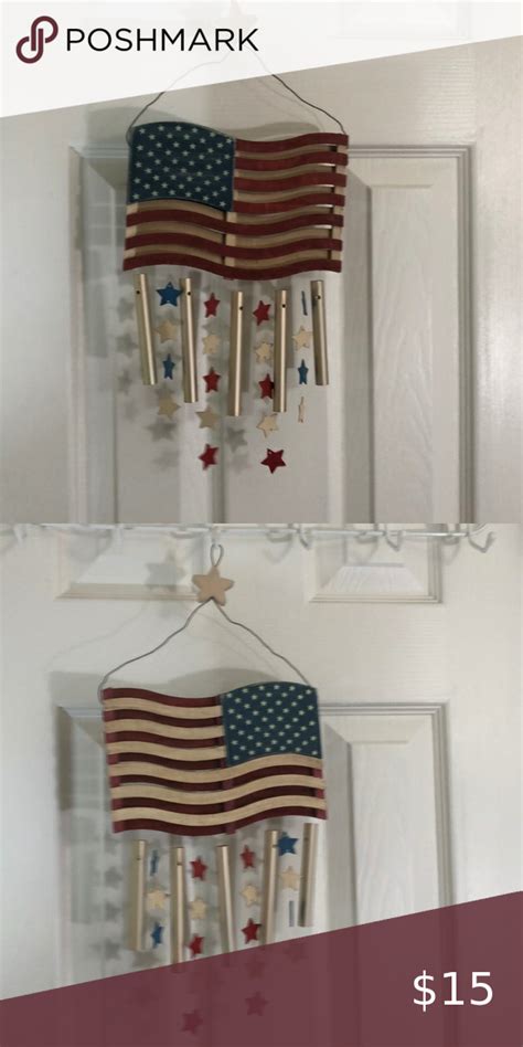 Patriotic wind chimes American Flag wooden/metal | Wind chimes, Colorful decor, Wooden stars