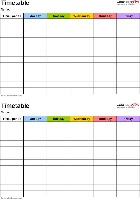 School Timetable Template Free Download | Timetable template, Class schedule template, Excel ...