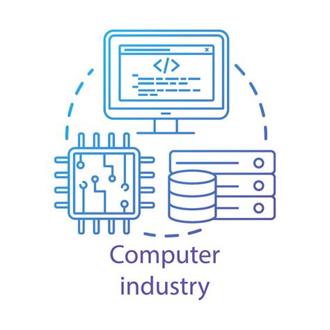 Computer industry concept icon. Hardware, software development ...