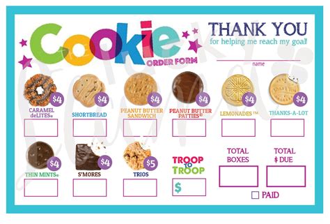 Girl Scout Cookie Sheet For Orders