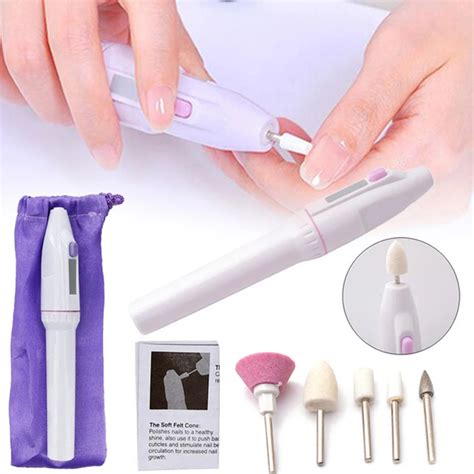 Portable Electric Nail Drill Kit Set Battery Manicure Pedicure Grinding Burnishing Machine ...