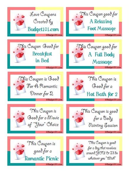 Romantic Love Coupon Ideas: Homemade Love Coupons for Valentines and ...