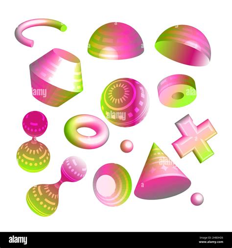 Abstract geometric shape, realistic pink gradient modern symbol set Stock Vector Image & Art - Alamy