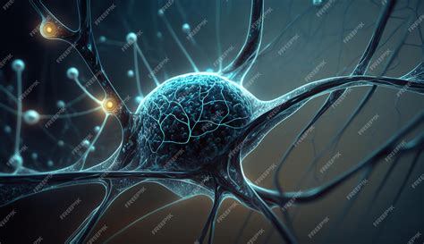 Premium Photo | Generative AI Conceptual illustration of neuron cells with glowing link knots in ...