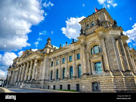 The Reichstag building located in Berlin, Germany which houses the ...