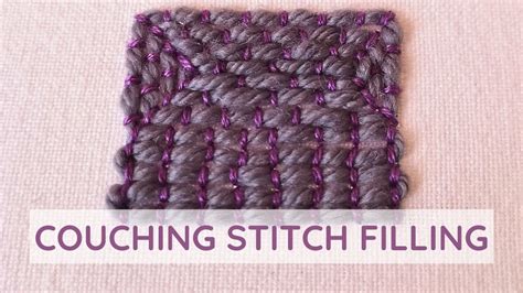 Couching stitch filling embroidery tutorial - YouTube
