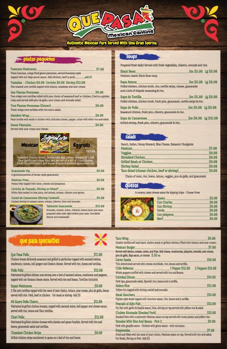 Que Pasa Menu – Que Pasa Mexican Restaurant