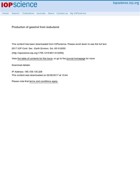 Production of Gasohol From Isobutanol | PDF | Gasoline | Biofuel