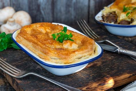 Steak and mushroom pie stock photo. Image of onion, high - 130401486