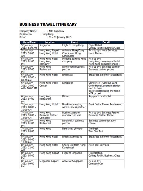 Travel Schedule - 6+ Examples, Google Docs, Pages, Word, How to Produce ...