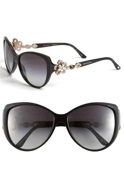 Bvlgari Limited Edition Cats Eye Sunglasses in Black (black/ grey ...