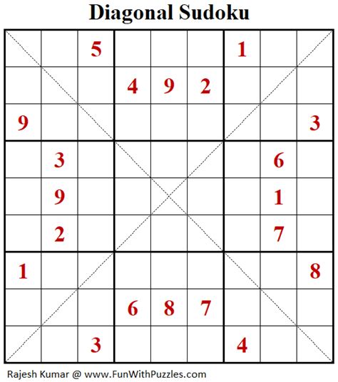 Diagonal Sudoku Puzzle (Fun With Sudoku #291)