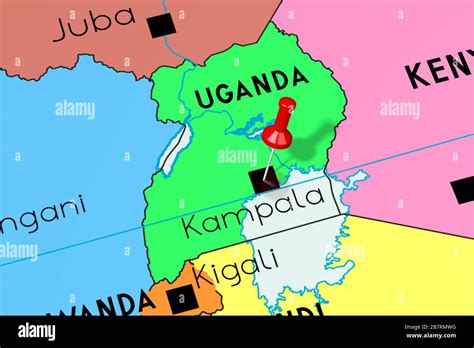 Uganda, Kampala - capital city, pinned on political map Stock Photo - Alamy