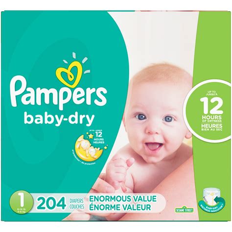 Pampers Baby Dry Diapers Size 1 204 Count - Walmart.com - Walmart.com