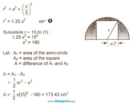 Solution: Find the difference of the area of the square inscribed in a semi-circle | PinoyBIX ...