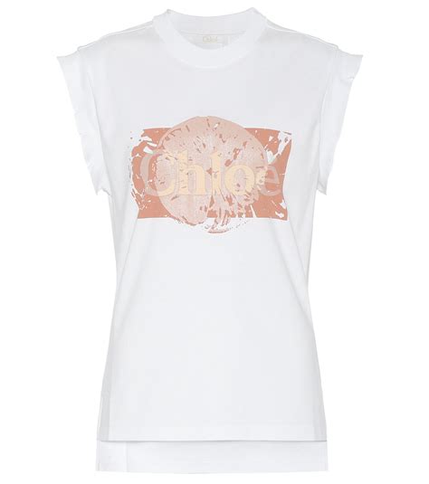 Chloé Logo Cotton Jersey T-shirt in White - Lyst