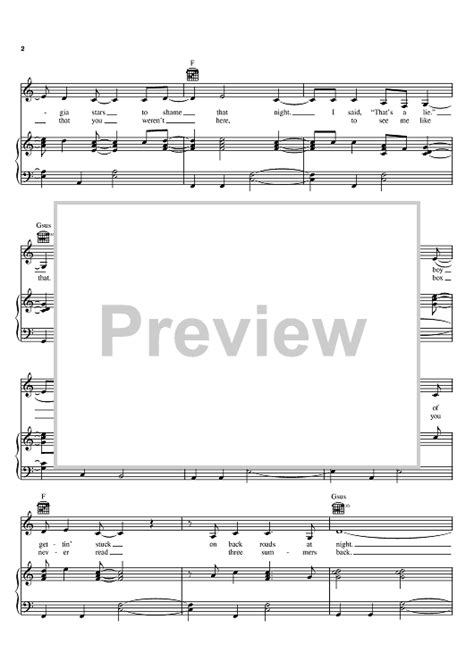 Tim McGraw" Sheet Music by Taylor Swift for Piano/Vocal/Chords - Sheet Music Now