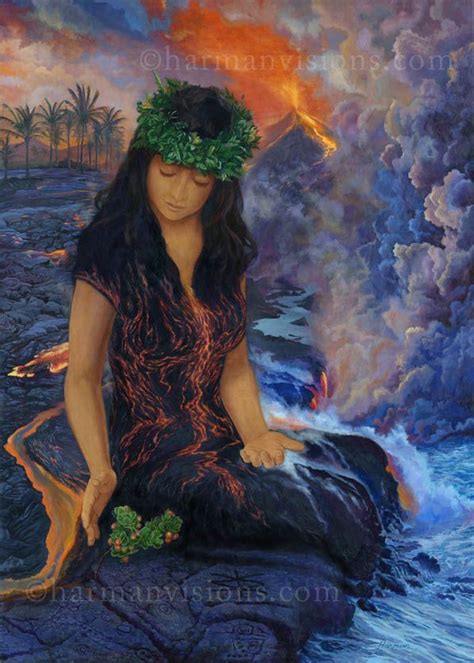 Visionary painting-Goddess Pele-Pele near volcano | Hawaiian goddess, Hawaii art, Hawaiian art